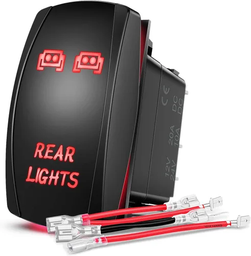 Miniatura 33 de Nilight NI-RS05 Interruptor basculante de barra de luz LED de 5 pines con láser, luces traseras, 20 A/12 V, 10 A/24 V, juego de cables de puente, 2