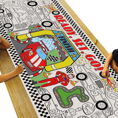 Miniatura 9 de Tiny Expressions Mantel para colorear de helado para niños, enrollado, sin arrugas, 30 x 72 pulgadas, póster grande para colorear para fiestas