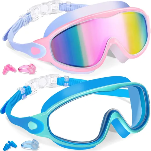Miniatura 15 de Keary - Paquete de 2 gafas de natación para niños de 3 a 15 años, protección ultravioleta, antivaho, para piscina, agua, para niños, niñas, jóvenes
