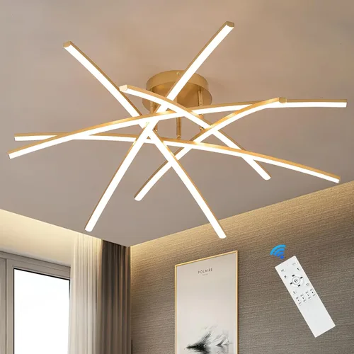 Miniatura 18 de Lámpara de Techo Semiempotrada, Candelabro LED Regulable de 32.8" Luminaria de Techo Moderna Regulable con Control Remoto de 6 Luces para Sala