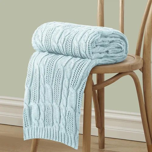 Aormenzy - Mantas de punto trenzadas de 50 x 60 pulgadas, manta suave, acogedora y ligera, manta de acrílico lavable a máquina, manta decorativa