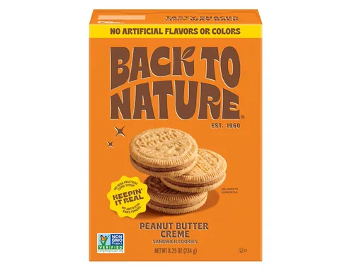Back To Nature, galletas sándwich crema de maní, 8.3 onzas