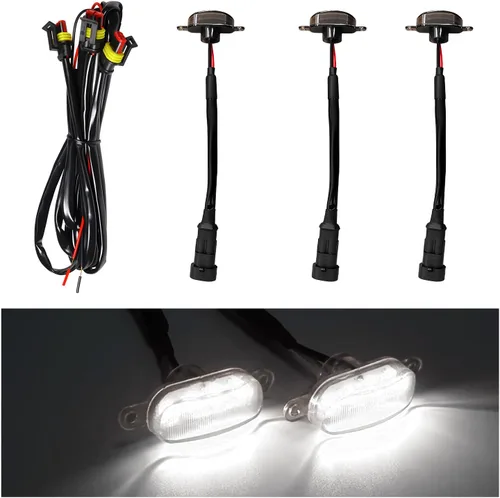 Miniatura 11 de Dickno 3 piezas de luces de rejilla de coche, brillantes luces LED de rejilla ámbar con arnés de cableado, lámparas impermeables de moldura