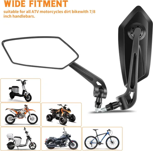 Miniatura 5 de JMTBNO Espejos universales negros para motocicleta de 0.315 in y 0.394 in, espejo lateral plegable compatible con Cruiser Suzuki Honda Victory ATV