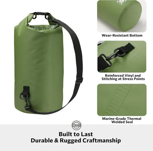 Miniatura 3 de STOVER 5/10/25/30/40/55L Waterproof Dry Bag- Roll-Top Backpack w/Phone Case- Kayaking, Hiking, Camping, Boating- Men/Women 5L Verde