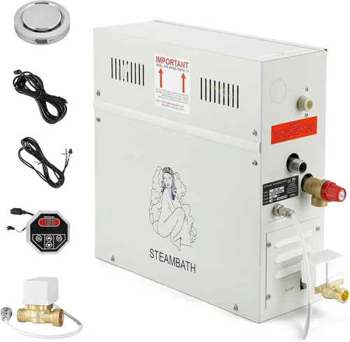 CGOLDENWALL Generador de vapor de lujo de 10.5 KW, kit completo de sistema de ducha para sauna de vapor para el hogar, spa, generador de baño de