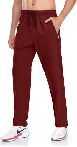 Miniatura 57 de Rapoo Pantalones ligeros para hombre con bolsillos con cremallera, secado rápido, pantalones deportivos de viaje para entrenamiento