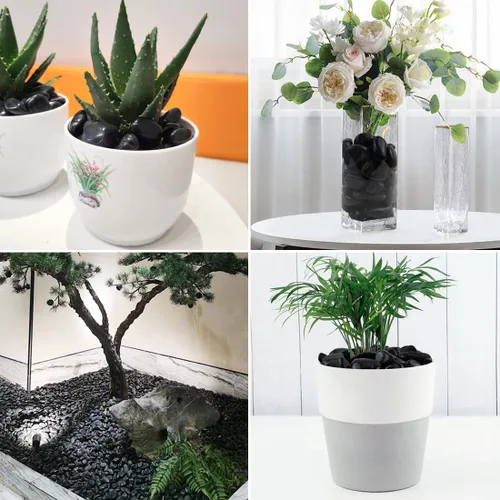 Miniatura 5 de Rocas de río negras pulidas naturales de 1-2.2 pulgadas, guijarros negros pulidos de 20 libras para paisajismo de jardín. Rocas decorativas de río