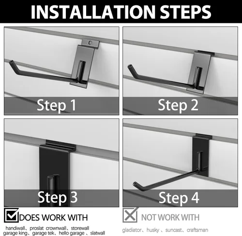 Miniatura 7 de 3-H Accesorios para pared de listones 30 piezas, ganchos y perchas de 3/5/7 pulgadas, ganchos de pared de listones resistentes, accesorios Proslat