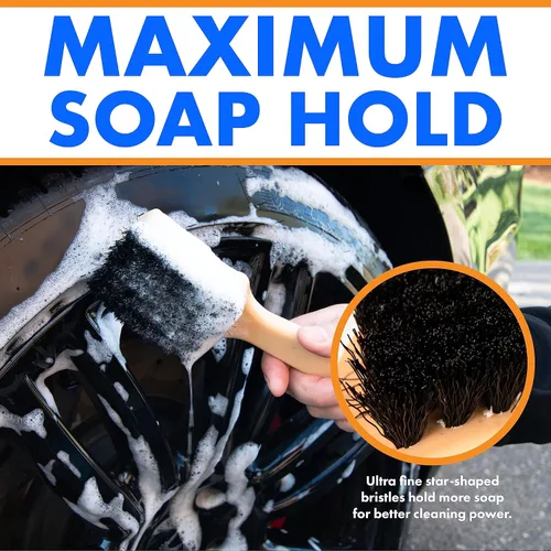 Miniatura 4 de Cepillo para neumáticos, cerdas de nailon negro de 8 pulgadas, cepillos especiales para vehículos y especialidades, cepillo de fregado de pared