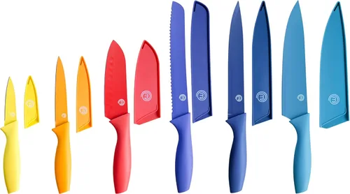 Miniatura 13 de MasterChef Juego de Bloque de Cuchillos de 6 Cuchillos de Cocina, Cuchillas de Acero Inoxidable Extra Afiladas para Corte Profesional con TIERRA