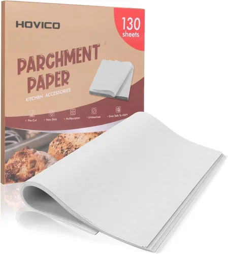 Miniatura 10 de Paquete de 130 hojas de papel pergamino precortadas Papel de hornear marrón sin blanquear de 12 x 12 pulgadas Forros antiadherentes resistentes
