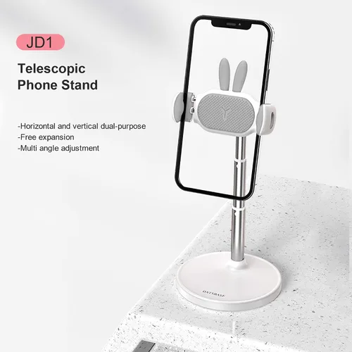 Miniatura 3 de OATSBASF Lindo soporte de chat, soporte de teléfono celular ajustable en ángulo para escritorio, soporte de teléfono Kawaii para grabación, Blanco