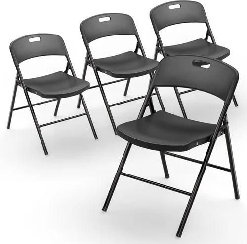 VINGLI Sillas plegables, silla plegable de plástico, capacidad de hasta 350 libras, asientos portátiles para interiores y exteriores, eventos, Negro
