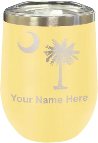 Miniatura 39 de LaserGram Vaso de vino de acero inoxidable de doble pared, bandera de Carolina del Sur, grabado personalizado incluido (rosa)