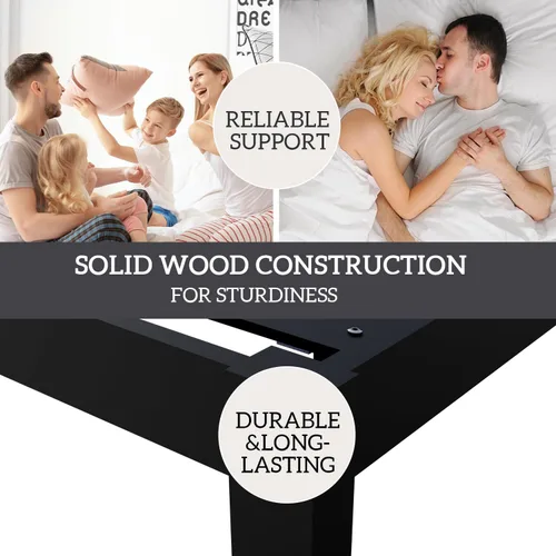 Miniatura 6 de Marco de cama de bambú tamaño Queen con cabecero, plataforma de cama sólida y estable con listones antideslizantes de soporte, cama alta, no Negro