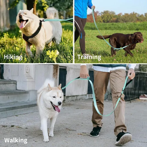 Miniatura 8 de Correa resistente para perros con 2 asas - Correa reflectante anti-tracción de 6 pies para perros grandes, asa acolchada de tráfico para control