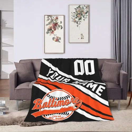 Miniatura 28 de Wream Manta personalizada para fanáticos de la cama, regalo de béisbol con nombre y número de ciudad de béisbol, manta de forro polar de invierno