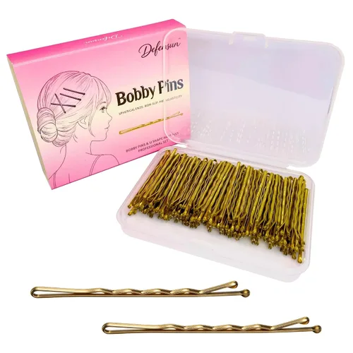 Miniatura 15 de Kit de 200 pines gruesos dorados y rubios, 150 horquillas para el cabello (2.2 pulgadas, 2.36 pulgadas, 2.75 pulgadas) + 50 pines en forma de U