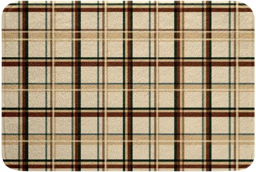 Feelyou Beige Brown Bathroom Rugs Abstract Geometric Bath Mats Modern Art Bathroom Accessories Floor Doormats 16"x24" Soft Microfiber