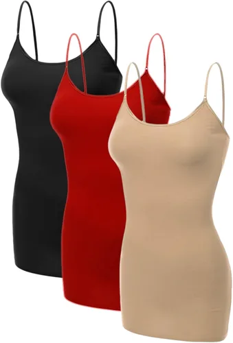 Miniatura 105 de Emmalise Camisola larga casual básica para mujer, con tirantes ajustables, top en capas