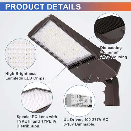 Miniatura 3 de OSTEK Luz LED de estacionamiento de 300 W, 42,000 lm 5700 K súper brillante LED Shoebox Pole Light, equivalente a 1000 W MH, montaje deslizante
