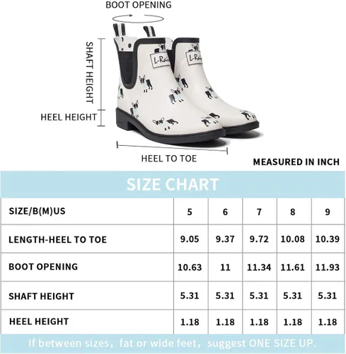 Miniatura 7 de L-Rain LR - Botas de lluvia cortas para mujer impermeables antideslizantes botines Chelsea