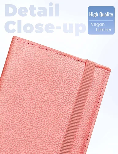 Miniatura 60 de Yarnic Funda para chequera personal, soporte para chequera con soporte para bolígrafo y divisor de plástico transparente integrado para cheques Rosa