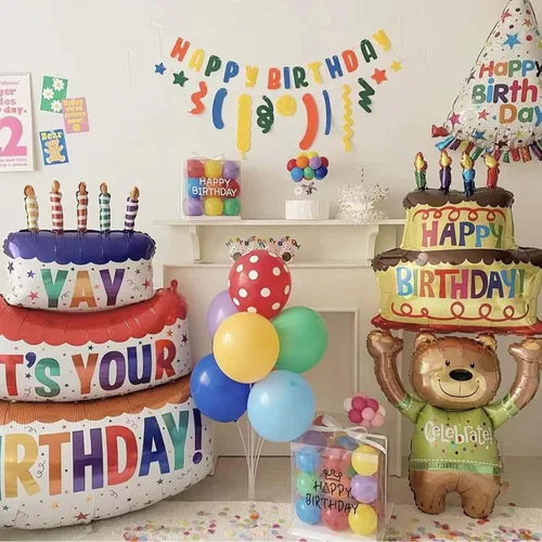 Miniatura 5 de 2 globos de cumpleaños grandes de 41 pulgadas inflados de Mylar para suministros de fiesta de cumpleaños, decoración de baby shower