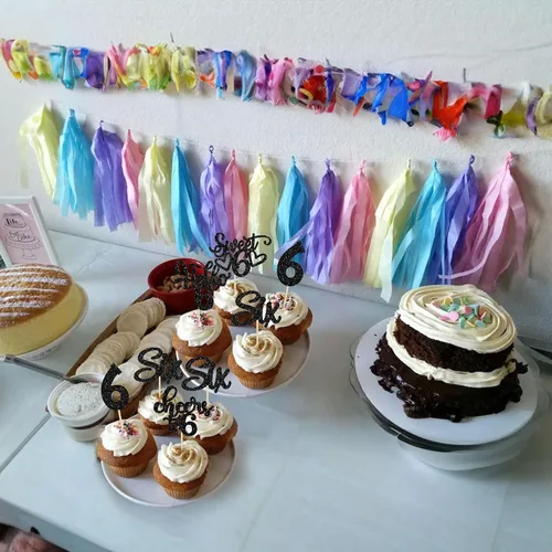 Miniatura 7 de 30 piezas Adornos para pastel de cumpleaños de 6 años, seis brillos, hola 6, púas para cupcakes, felicitaciones a los 6 años, decoraciones