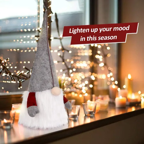 Miniatura 5 de D-FantiX Adorno de Gnomo para la Copa del Árbol de Navidad, 25 Pulgadas Gran Gnomo Sueco Tomte Adornos de Navidad Gnomos de Papá Noel de Peluche