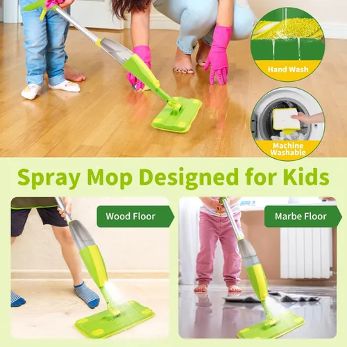 Miniatura 6 de Trapeador con Rociador para Niños, Conjunto de Limpieza de Trapeador para Niños Pequeños, Mini Trapeador que Funciona de Verdad y Conjunto de Escoba