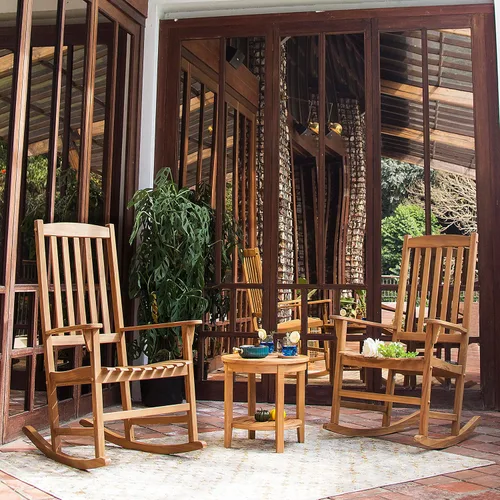 Miniatura 5 de Cambridge Casual Brookside - Juego de 2 mecedoras de teca para exteriores, teca natural