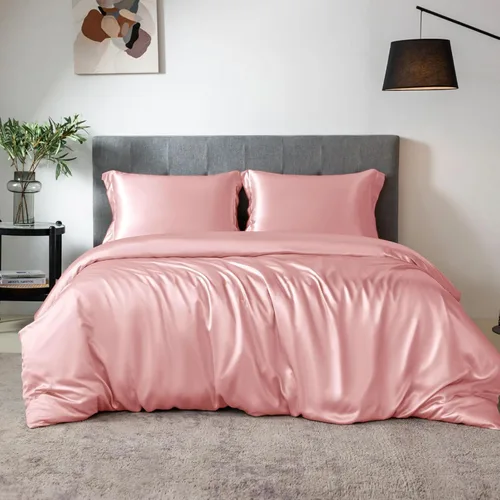 Miniatura 12 de THXSILK Juego de funda de edredón de seda de 4 piezas, sábanas de seda, juegos de cama de lujo, ultra suave, lavable a máquina, duradera, 100% seda