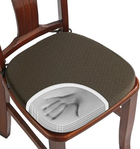 Miniatura 18 de BUYUE Cojines de Espuma Viscoelástica de Lujo para Sillas, Paquete de 6, Jacquard 16" en Forma de U, Cojines Cómodos para Sillas de Comedor, Borgoña