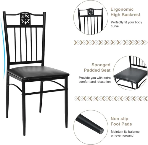 Miniatura 4 de COSTWAY Juego de mesa de comedor de 5 piezas, juego de mesa de cocina moderno para 4 personas, mesa rectangular de 42 pulgadas con 4 sillas