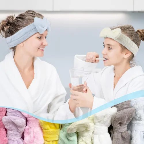 Miniatura 7 de Yinder Paquete de 40 diademas de spa con lazo de forro polar coral, diademas de maquillaje de vellón suave, diademas cosméticas para el cuidado