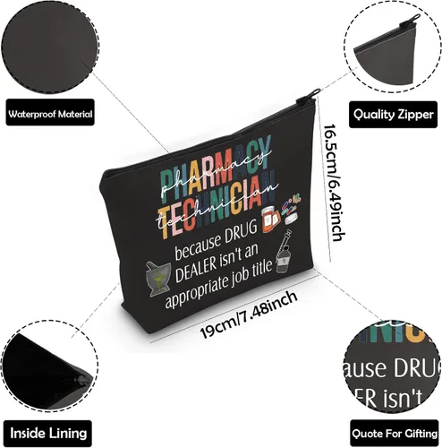 Miniatura 3 de ZJXHPO Pharmacy Tech Survival Kit RX Neceser Técnico de Farmacia Bolsa de Maquillaje con Cremallera Farmacia Tech Apreciación Regalo, BL Pharmacy