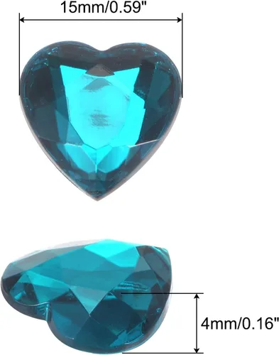 Miniatura 2 de MECCANIXITY 60 calcomanías acrílicas de diamantes de imitación de corazón de 0.315 in con parte trasera plana, gemas de plástico para manualidades
