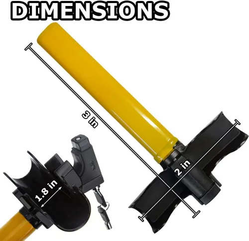 Miniatura 4 de VaygWay Cerradura universal para volante de automóvil, llave de cilindro antirrobo de bloqueo de rueda para automóvil, rotativo antirrobo