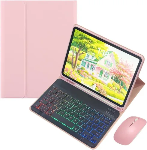 Miniatura 17 de Funda con teclado retroiluminado arcoíris para Galaxy Tab S6 Lite de 10.4 pulgadas con mouse y 7 colores RGB retroiluminación colorida teclado