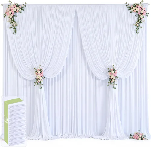 Miniatura 50 de 20 pies x 12 pies Cortinas de Telón de Fondo Azul Bebé Sin Arrugas para Bodas y Fiestas, Telón de Fondo de Tela Azul, Cortinas para Bodas
