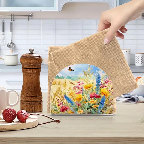Miniatura 6 de Servilleteros de flores rurales y mariposas para mesas, servilleteros de acrílico transparente, servilleteros de cóctel para cocina, restaurante