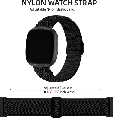 Miniatura 2 de Adorve Bandas elásticas de nailon compatibles con Fitbit Versa 3/Versa 4/Sense/Sense 2 para hombres y mujeres, banda deportiva elástica ajustable