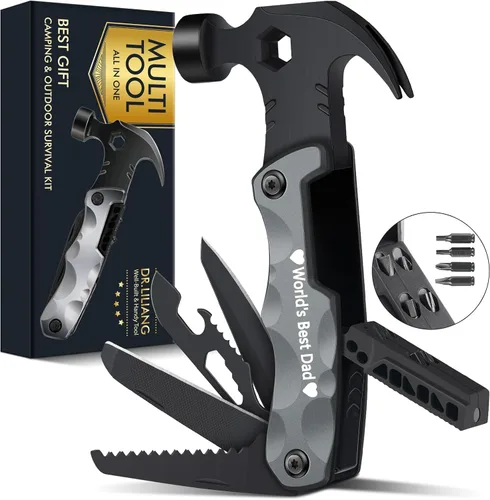 Miniatura 10 de Multiherramienta Accesorios de Camping Rellenos de Media para Hombres Regalos de Papá, 13 en 1 Herramientas Múltiples de Supervivencia Martillo