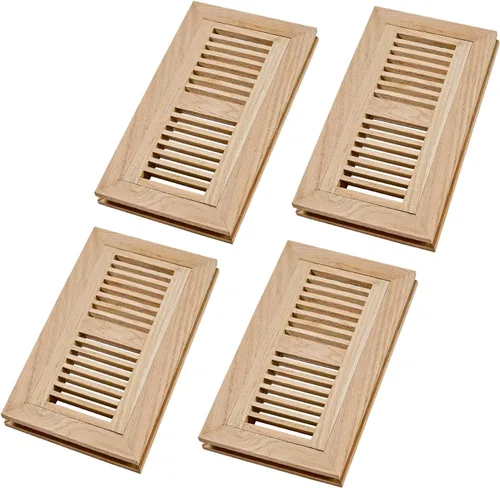 Miniatura 18 de Registro de piso de madera de roble blanco, montaje empotrado con marco, 4 x 10 pulgadas, sin terminar Blanco (White Oak)