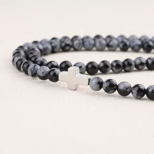 Miniatura 4 de GAVU Collar de cruz con cuentas de cristal de 0.236in para hombre