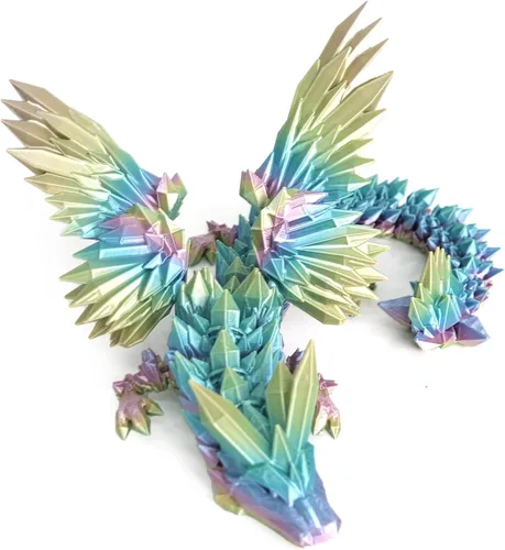 Miniatura 16 de Dragón Impreso en 3D - Dragón Articulado Volador de 18 Pulgadas con Alas, Juguete Fidget de Cristal Alado Flexible, Decoración del Hogar, Regalo