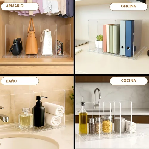 Miniatura 6 de Organizador de bolsas y bolsos ajustables para clóset Divisores de estantes transparentes para organización del armario, separador vertical