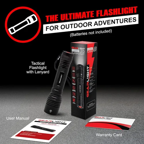 Miniatura 6 de GearLight S2000 - Linterna LED de alto lúmen, súper brillante, potente, táctica de tamaño mediano para actividades al aire libre y uso de emergencia